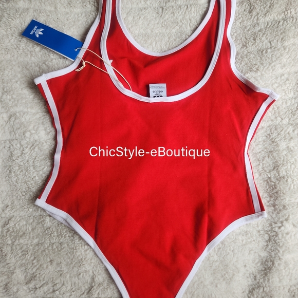 Adidas Adicolor 3-Stripes Bodysuit In Better Scarlet BNWT - Picture 9 of 10